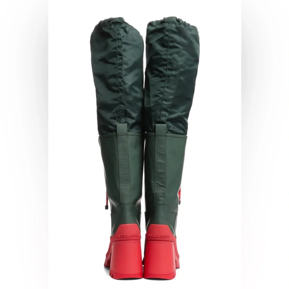 DSQUARED2 Green & Red Lace-Up Heeled Boots Size 39 - Picture 10 of 15